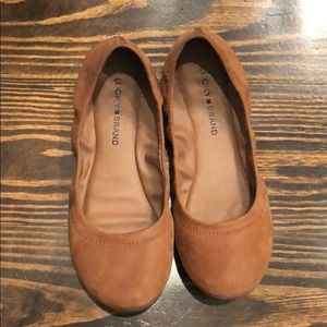 Used Lucky Brand Emmie Flats, med-brown, size 8.5